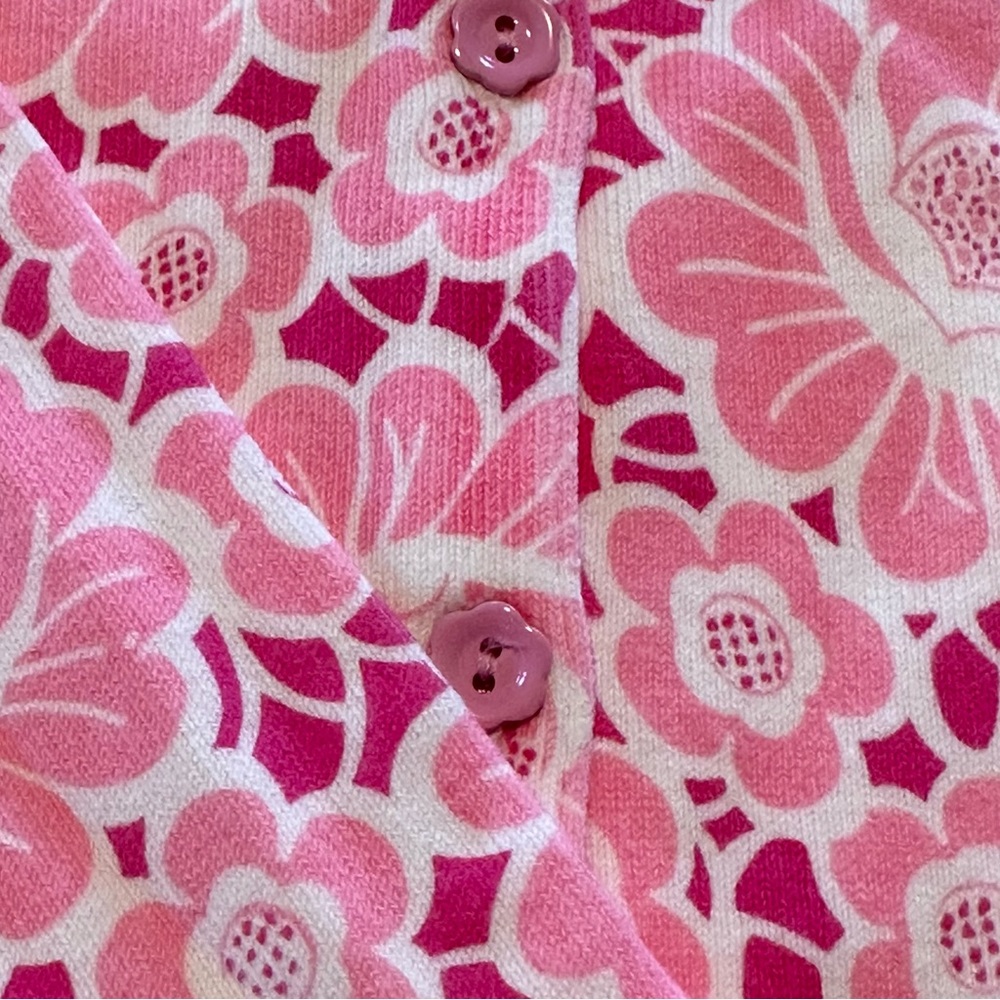 Lilly Pulitzer pink and white Carrie printed cardigan NWT Vintage - Picture 5 of 6